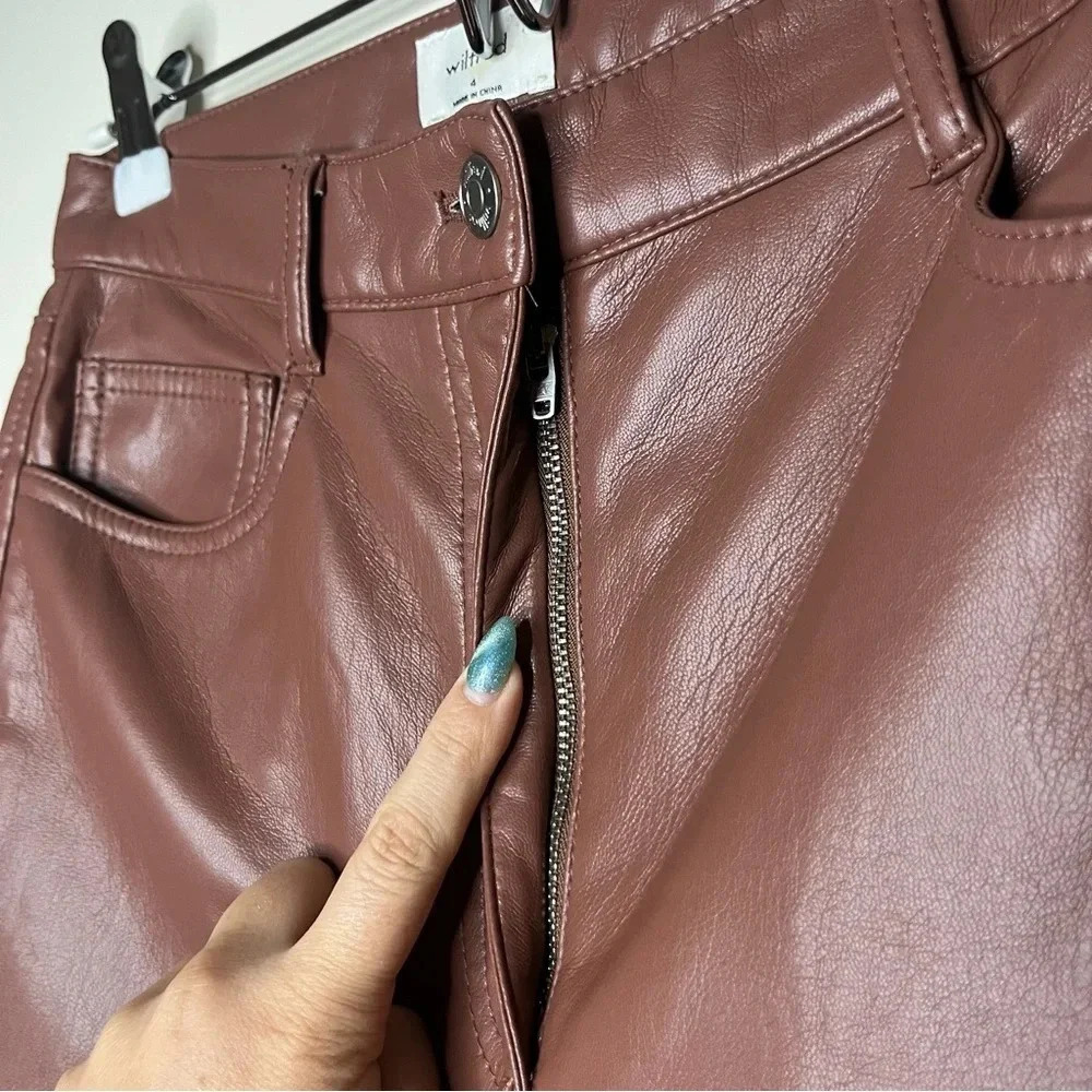 ARITZIA WILFRED Melina Faux Leather Cognac Pants - Picture 7 of 16